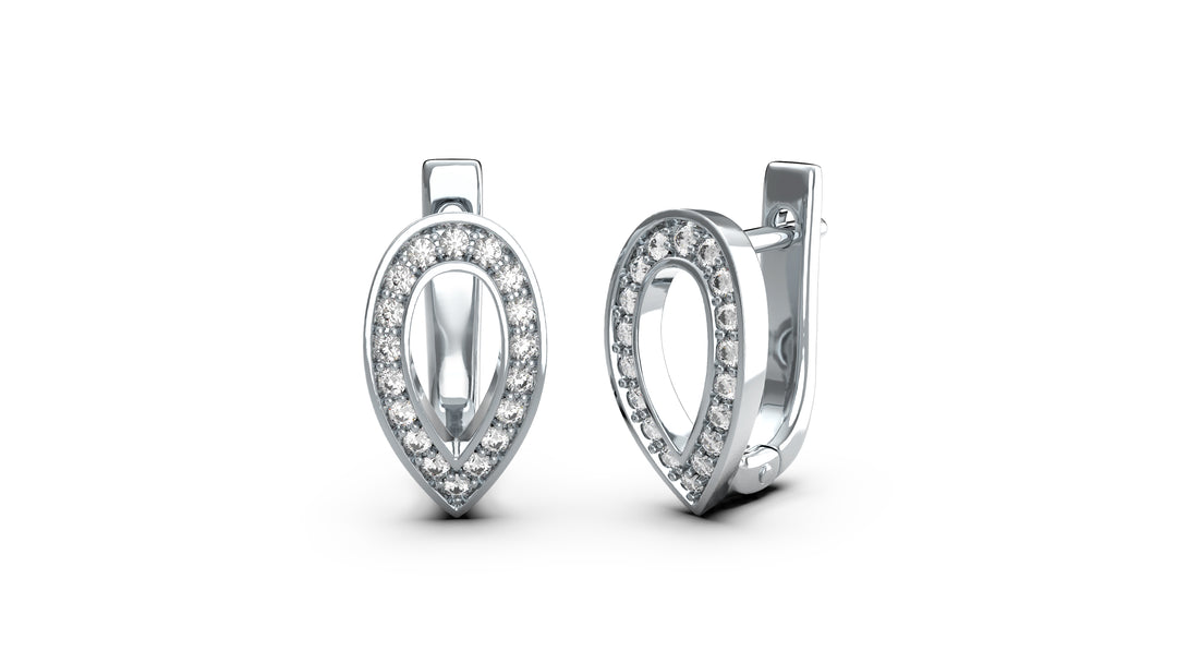 Drop Earrings Encrusted with Round White Diamonds | Fête Jubilee III