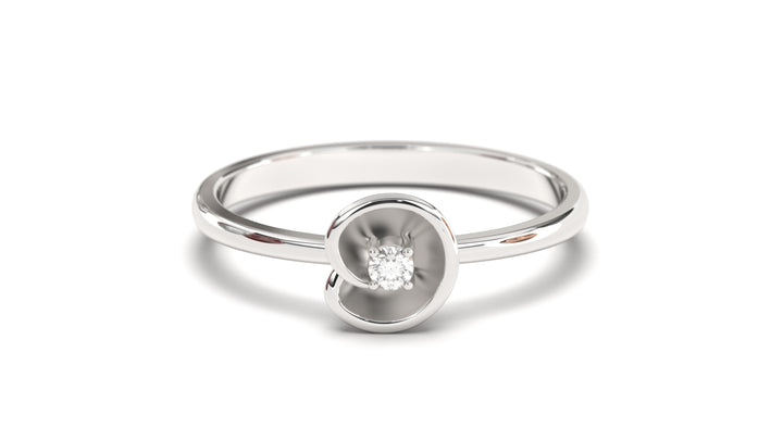 Flower Theme Ring with a Single Round White Diamond | Bloom Flora X