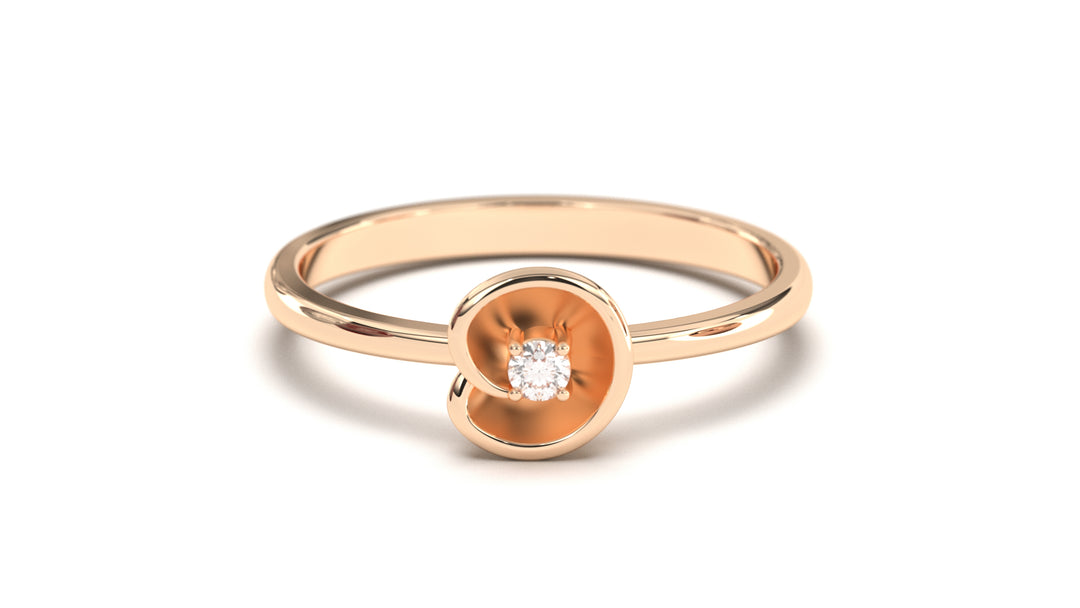 Flower Theme Ring with a Single Round White Diamond | Bloom Flora X