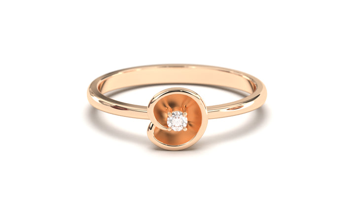 Flower Theme Ring with a Single Round White Diamond | Bloom Flora X