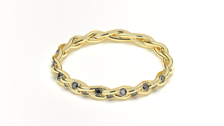 Braid Style Ring Encrusted with Round Black Diamonds | Knots Twist X