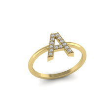 Load image into Gallery viewer, Letter A Ring In Gold Or Silver With Diamonds
