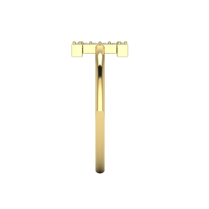 Letter I Ring In Gold Or Silver With Diamonds