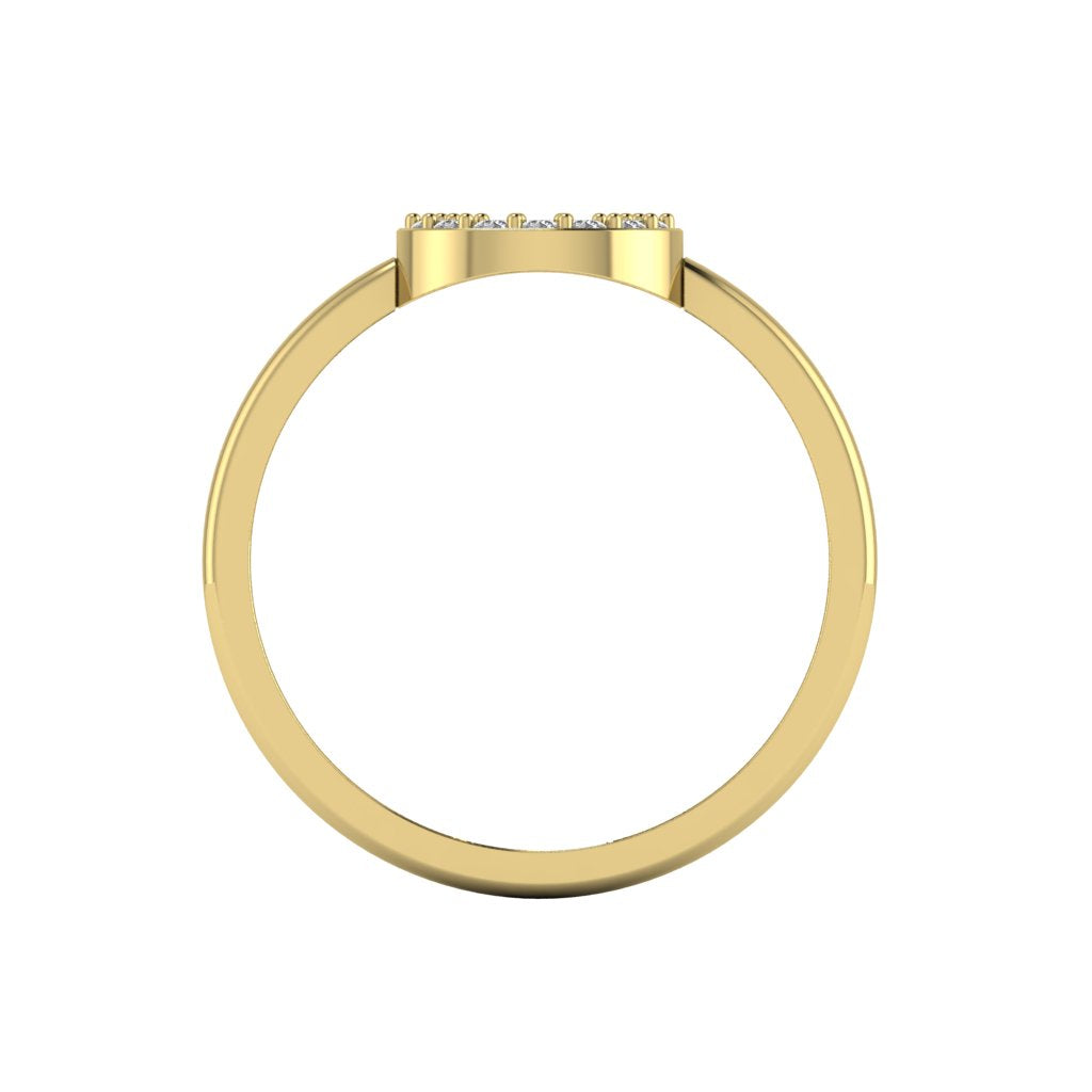 Letter O Ring In Gold Or Silver With Diamonds