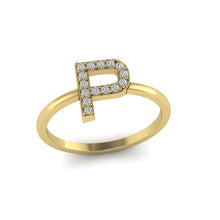 Load image into Gallery viewer, Letter P Ring In Gold Or Silver With Diamonds
