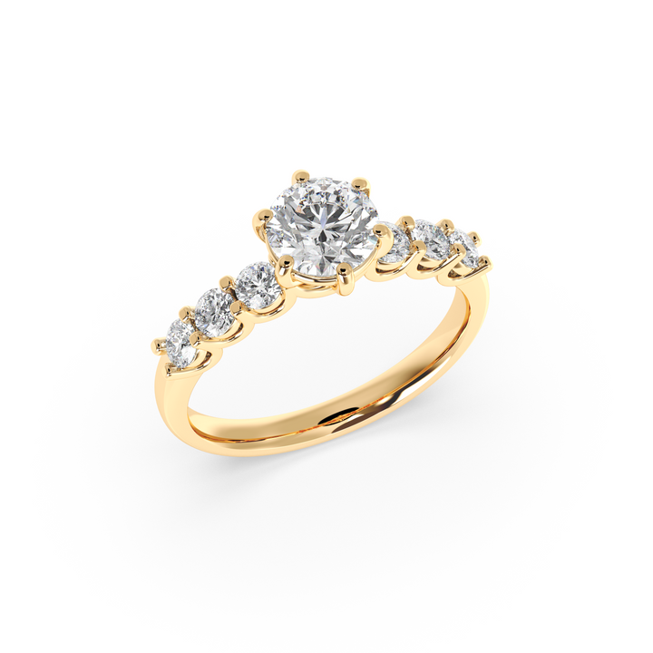 Diamond Solitaire Ring Band Ring in Classic Style