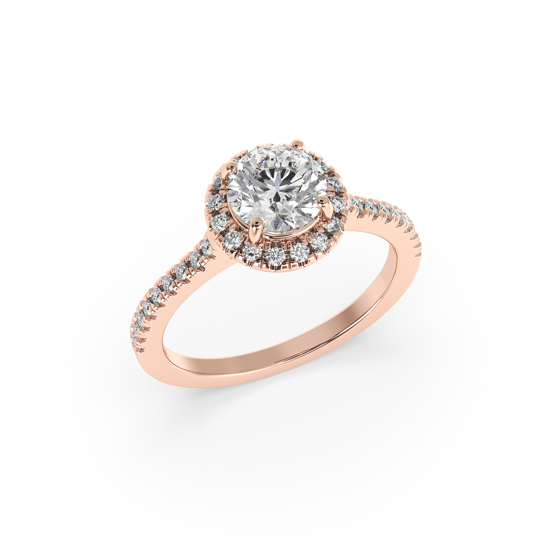 Diamond Solitaire Ring with Round Diamond Halo