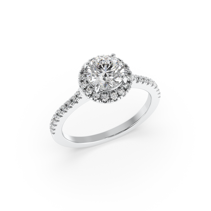 Diamond Solitaire Ring with Round Diamond Halo