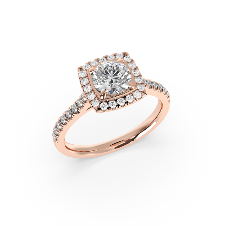Diamond Solitaire Ring with Square Diamond Halo