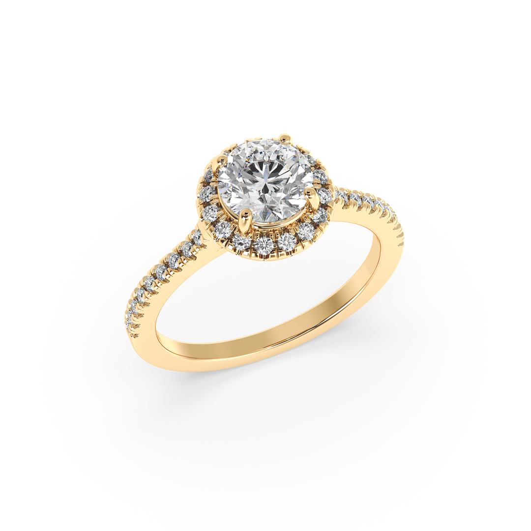 Diamond Solitaire Ring with Round Diamond Halo