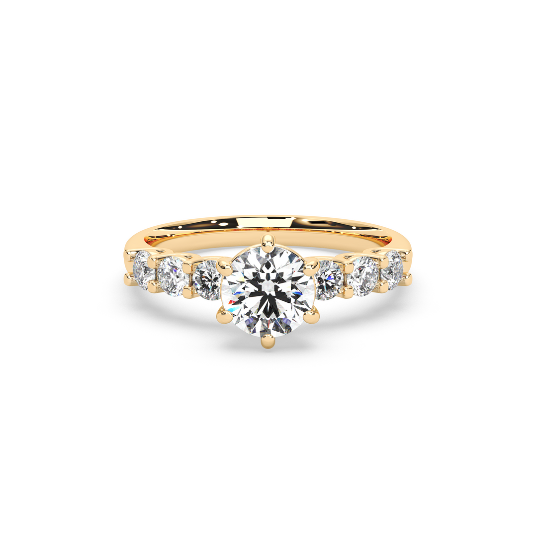 Diamond Solitaire Ring Band Ring in Classic Style
