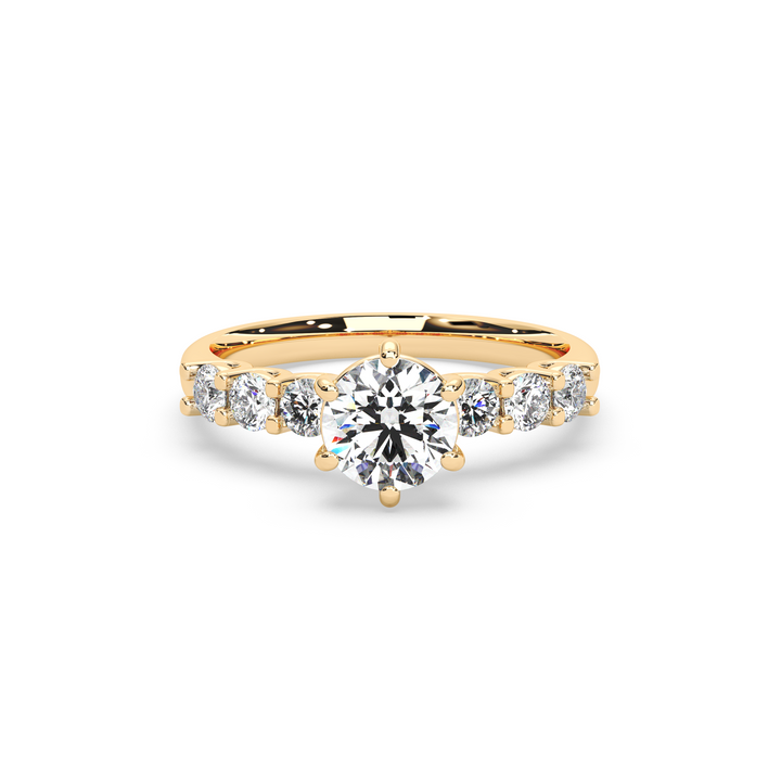 Diamond Solitaire Ring Band Ring in Classic Style