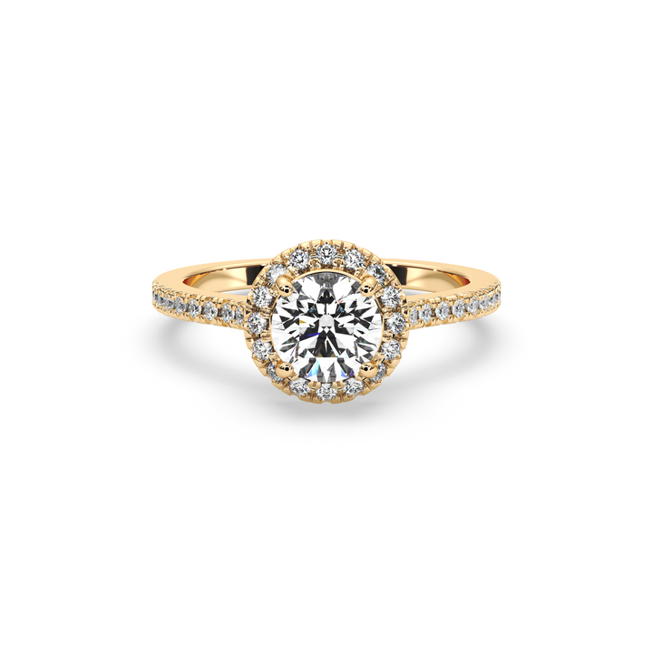 Diamond Solitaire Ring with Round Diamond Halo