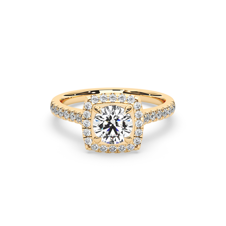 Diamond Solitaire Ring with Square Diamond Halo