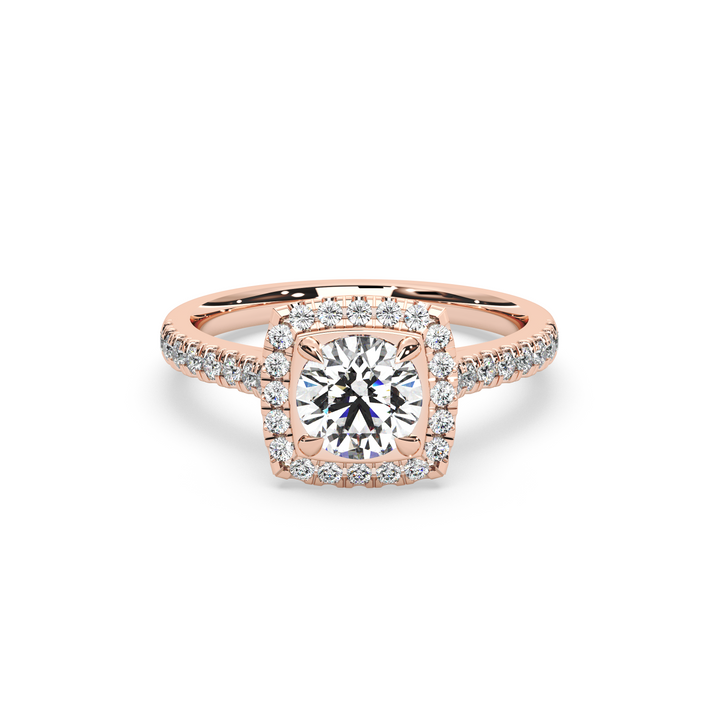 Diamond Solitaire Ring with Square Diamond Halo