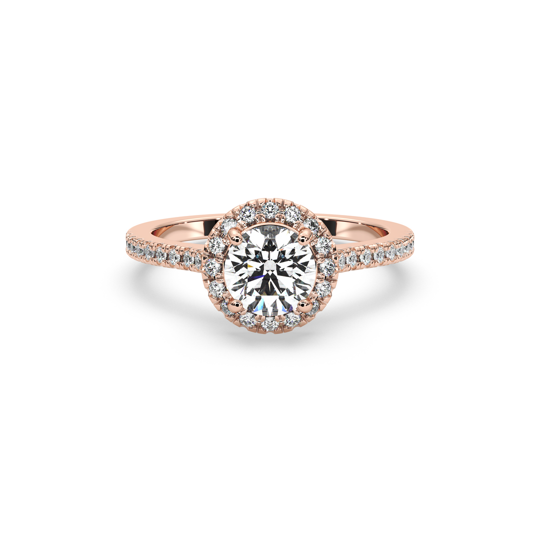 Diamond Solitaire Ring with Round Diamond Halo