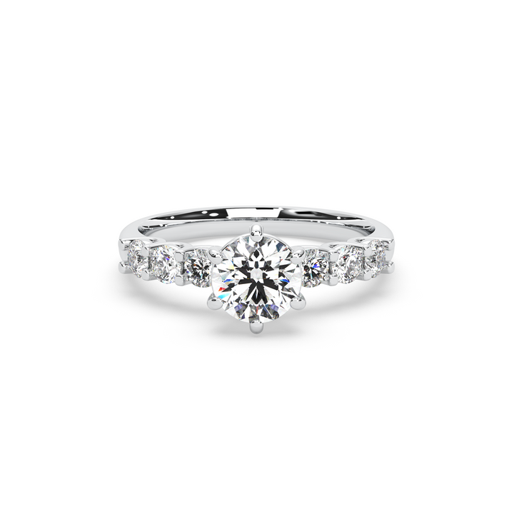 Diamond Solitaire Ring Band Ring in Classic Style