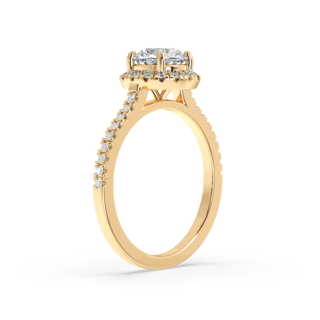 Diamond Solitaire Ring with Round Diamond Halo