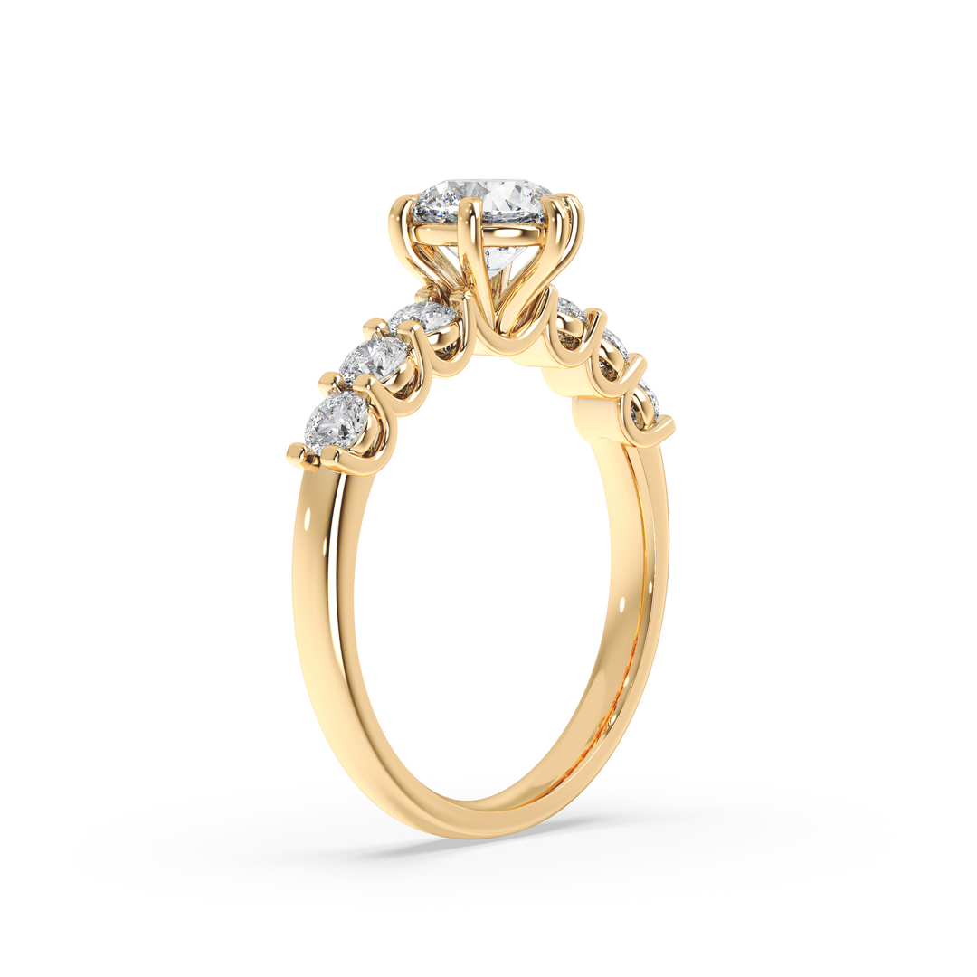 Diamond Solitaire Ring Band Ring in Classic Style