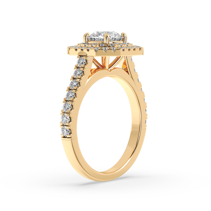 Diamond Solitaire Ring with Double Octagon Diamond Halo