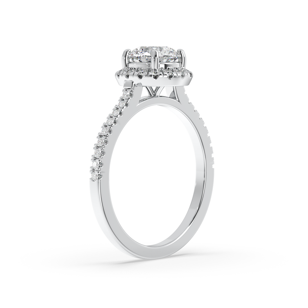 Diamond Solitaire Ring with Round Diamond Halo