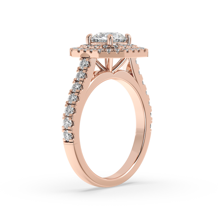 Diamond Solitaire Ring with Square Diamond Halo