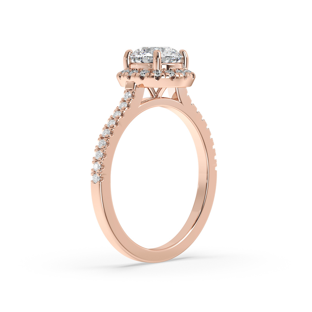 Diamond Solitaire Ring with Round Diamond Halo