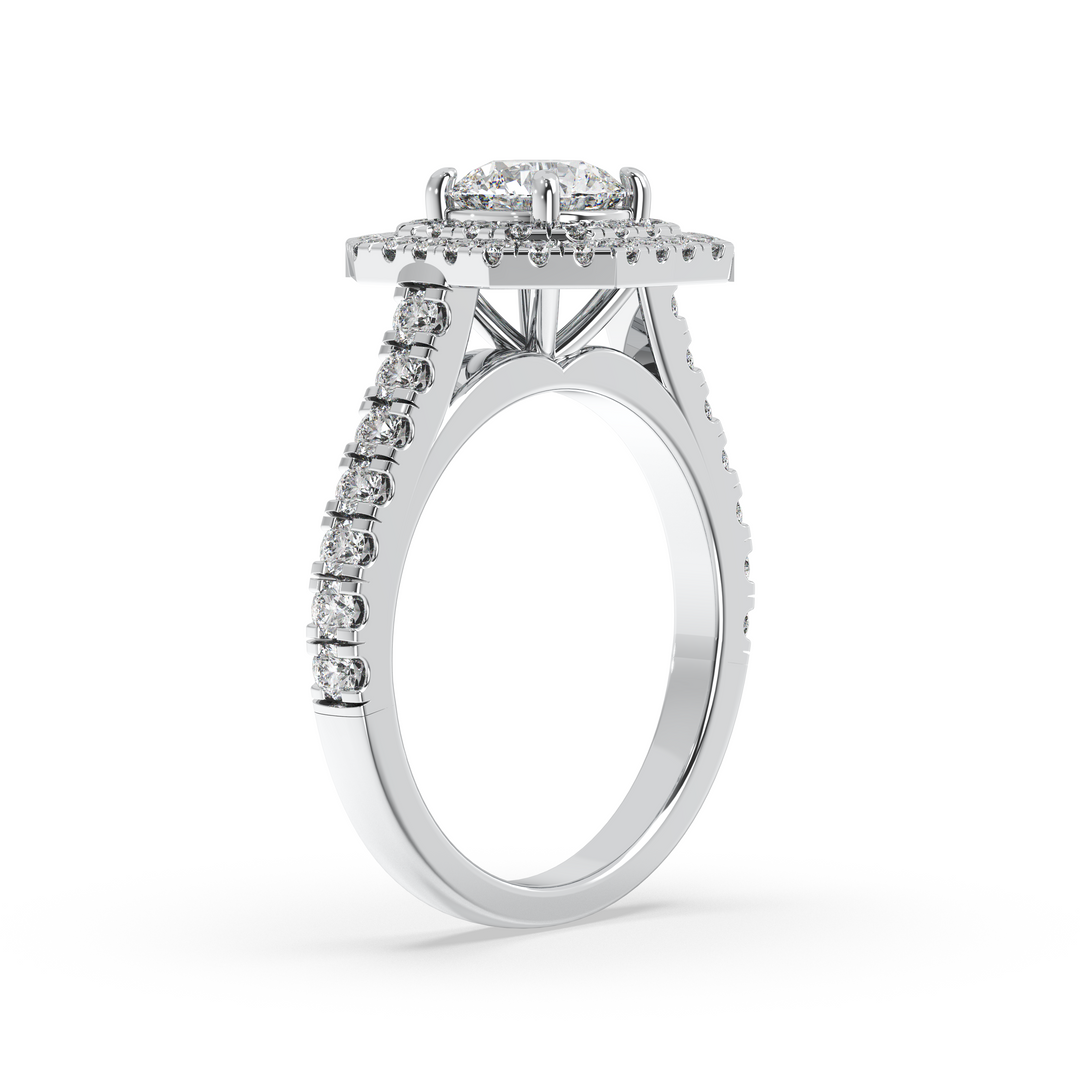 Diamond Solitaire Ring with Double Octagon Diamond Halo