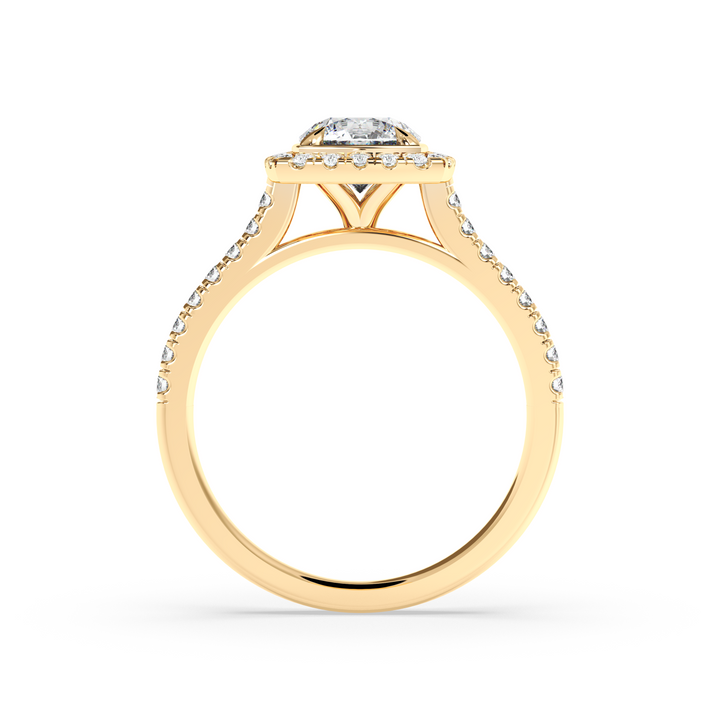 Diamond Solitaire Ring with Square Diamond Halo