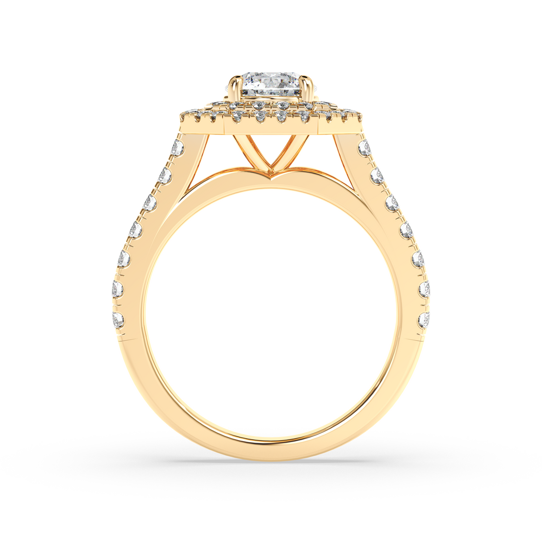 Diamond Solitaire Ring with Double Octagon Diamond Halo