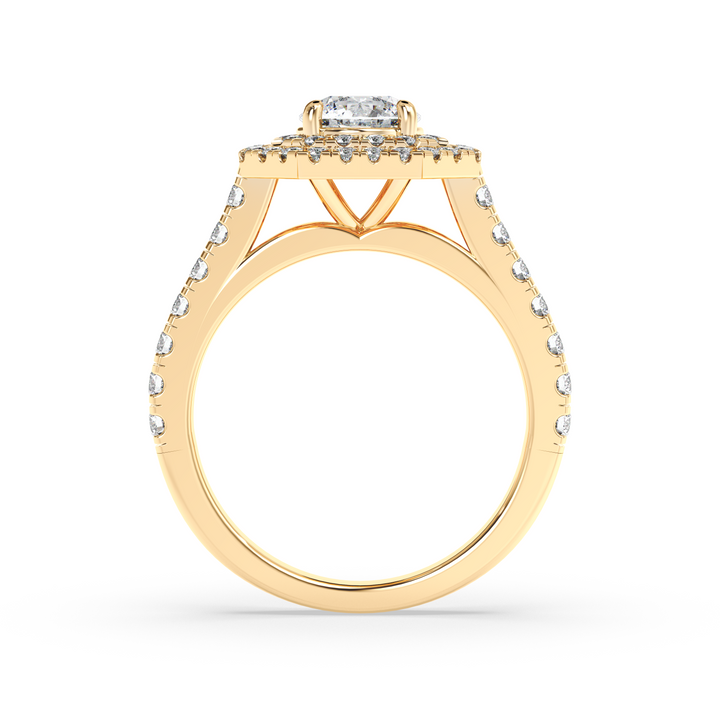 Diamond Solitaire Ring with Double Octagon Diamond Halo
