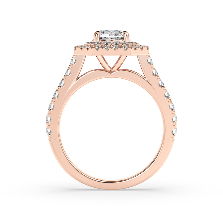 Diamond Solitaire Ring with Double Octagon Diamond Halo
