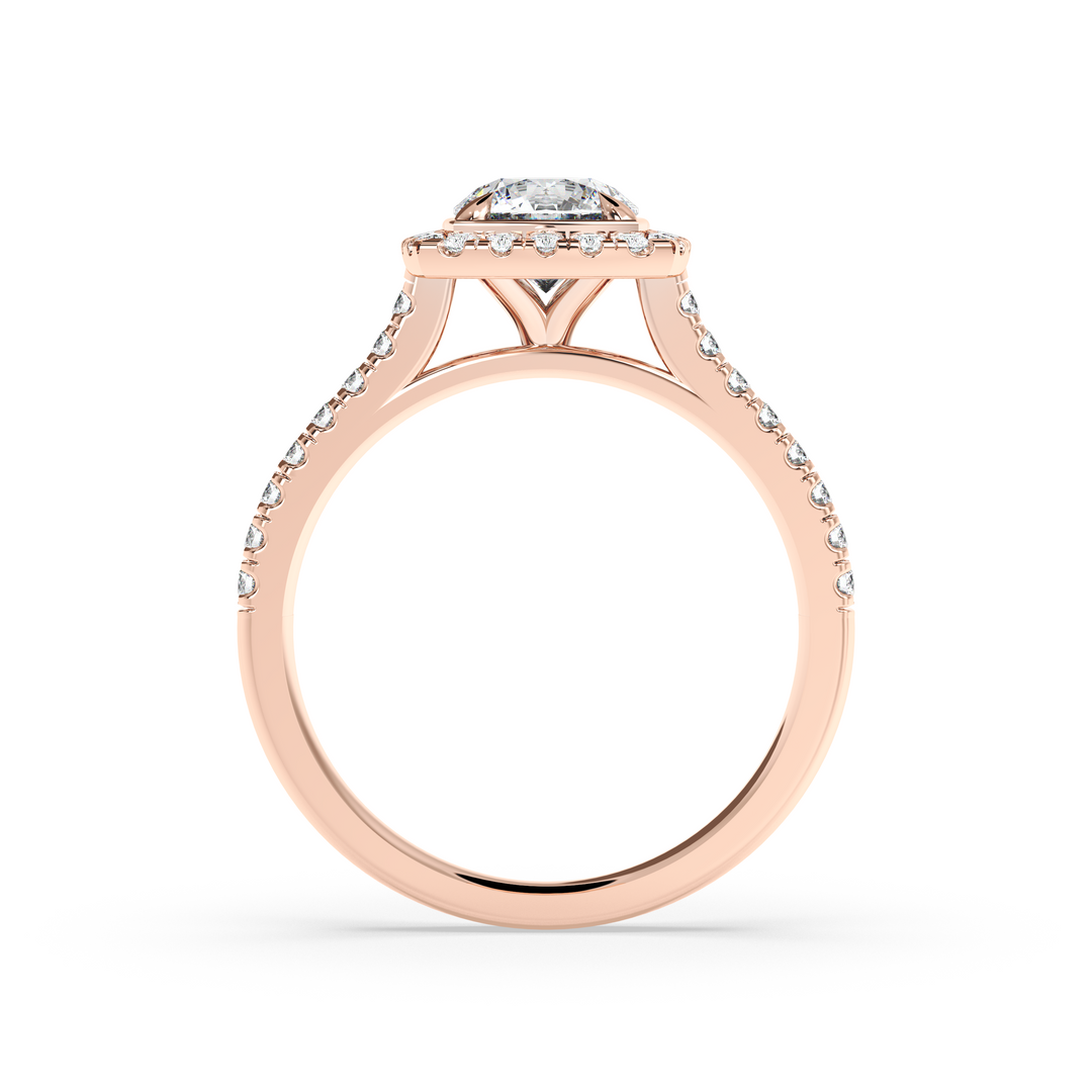 Diamond Solitaire Ring with Square Diamond Halo