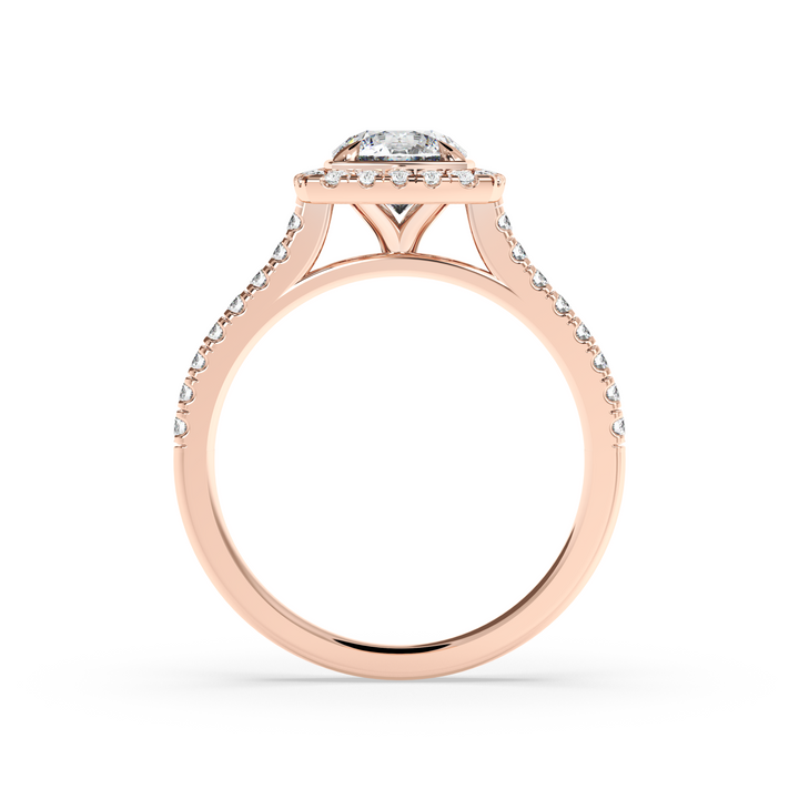 Diamond Solitaire Ring with Square Diamond Halo