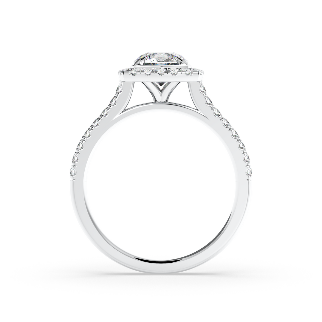 Diamond Solitaire Ring with Square Diamond Halo