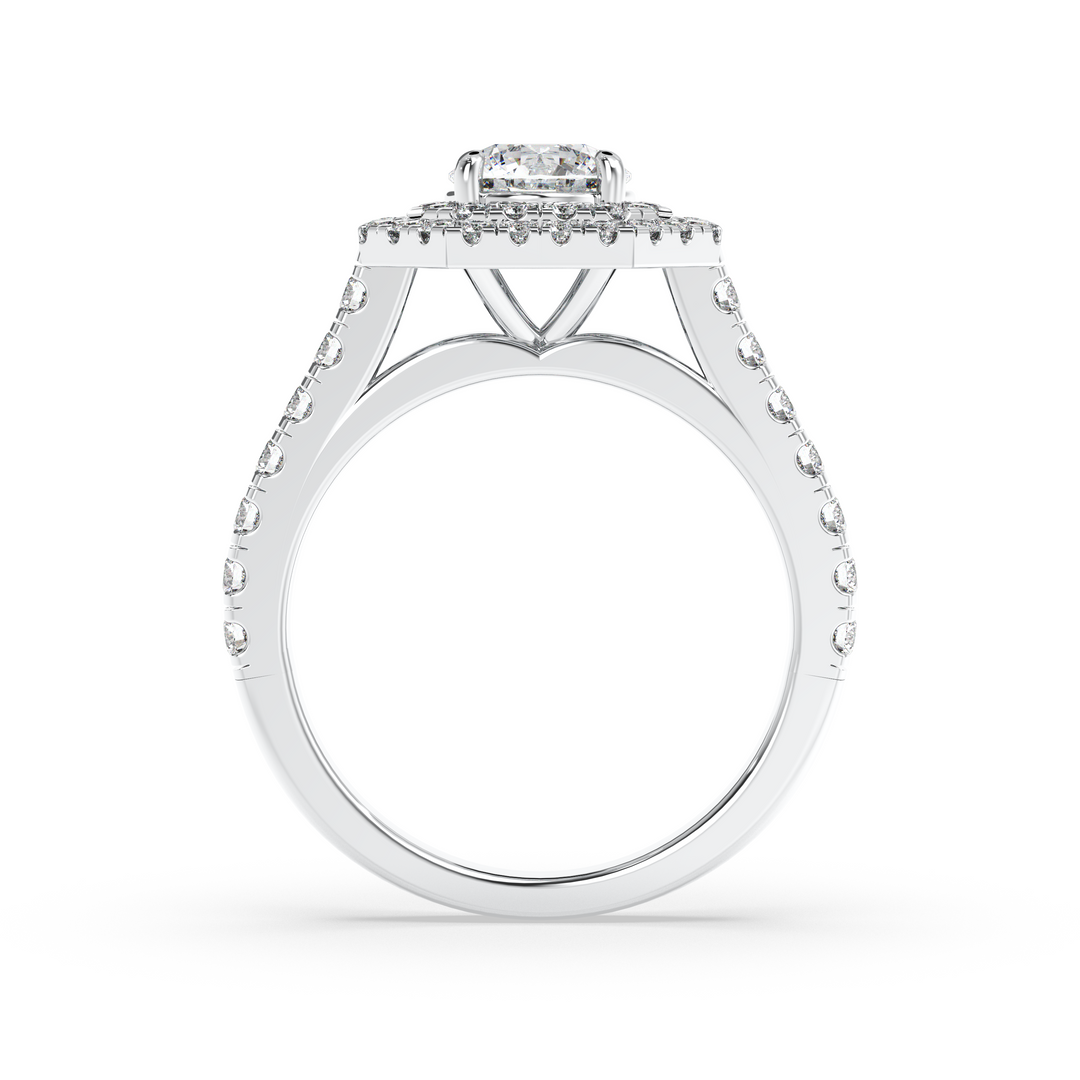 Diamond Solitaire Ring with Double Octagon Diamond Halo
