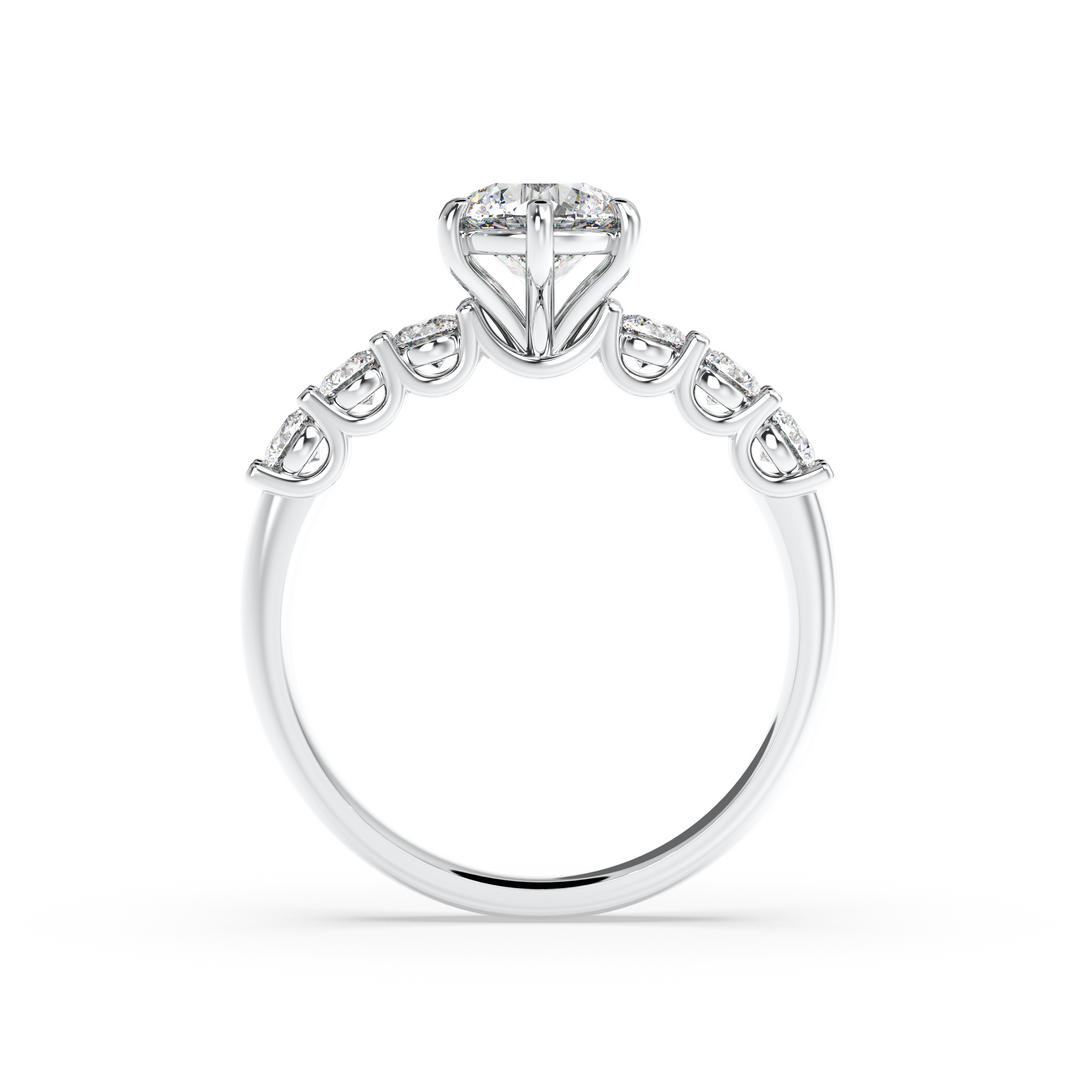 Diamond Solitaire Ring Band Ring in Classic Style