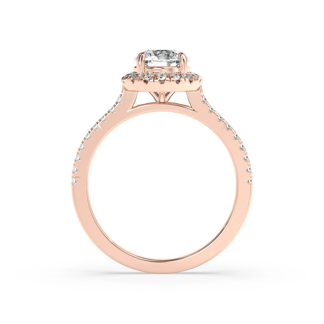 Diamond Solitaire Ring with Round Diamond Halo