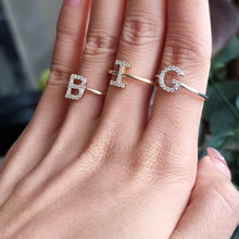 Load image into Gallery viewer, Letter R Ring In Gold Or Silver With Diamonds
