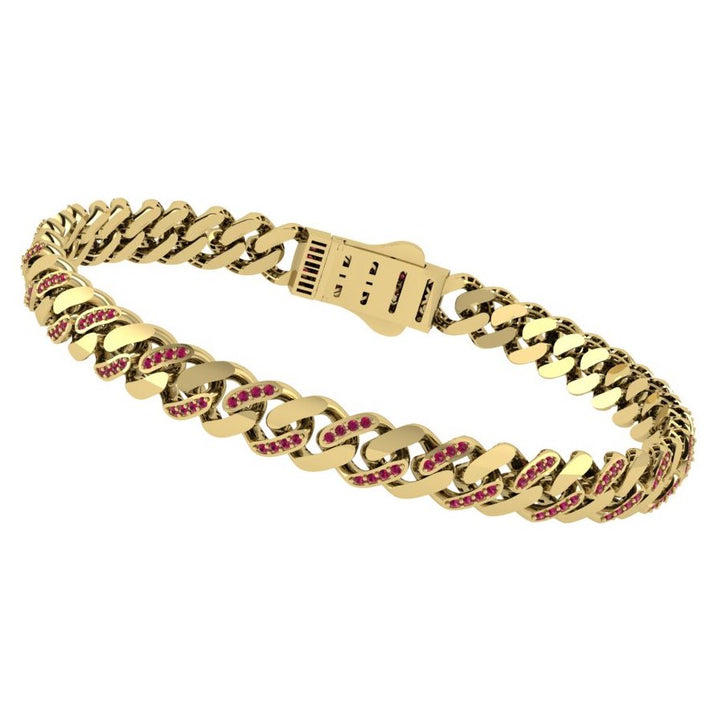 Cuban Style Bracelet with Rubies