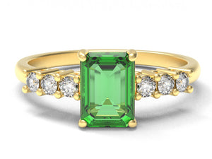 Octagon Emerald Ring With Diamonds | Luxe Vert I