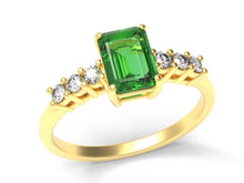 Load image into Gallery viewer, Octagon Emerald Ring With Diamonds | Luxe Vert I
