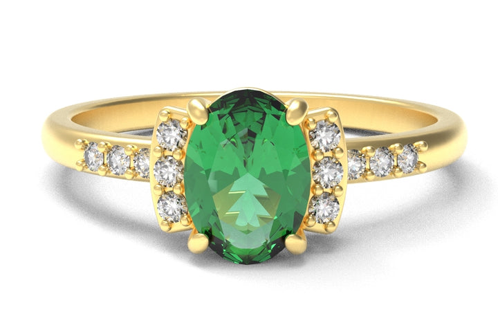 Oval Emerald Ring With Diamonds | Luxe Vert II