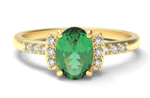 Load image into Gallery viewer, Oval Emerald Ring With Diamonds | Luxe Vert II
