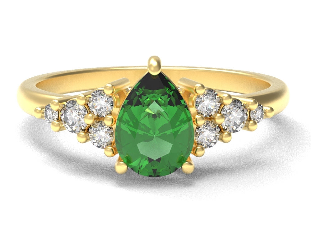 Pear Emerald Ring With Diamonds | Luxe Vert III