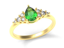 Load image into Gallery viewer, Pear Emerald Ring With Diamonds | Luxe Vert III
