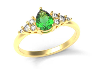 Pear Emerald Ring With Diamonds | Luxe Vert III