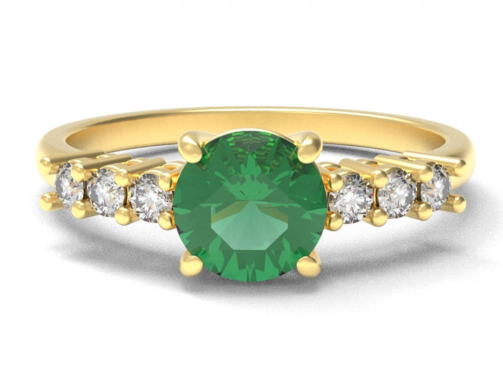 Round Emerald Ring With Diamonds | Luxe Vert IV