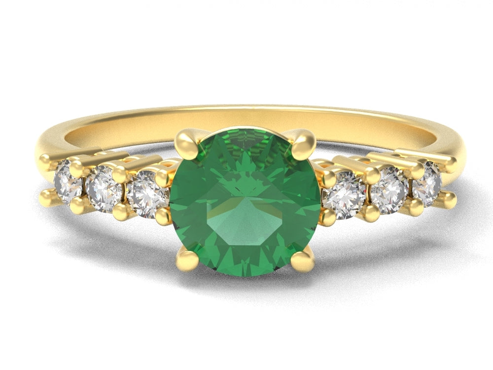 Round Emerald Ring With Diamonds | Luxe Vert IV