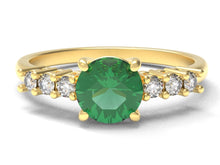 Load image into Gallery viewer, Round Emerald Ring With Diamonds | Luxe Vert IV
